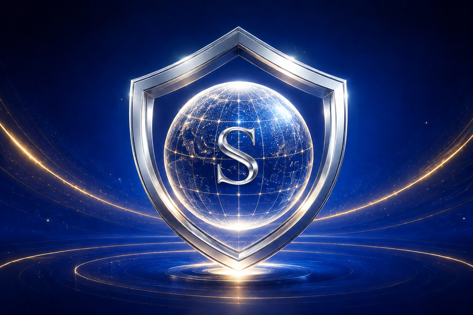 Platinum SPHERE shield protecting a connected globe